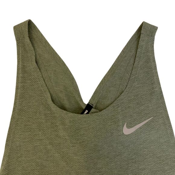 Nike Green/Olive Miler Run Tank Top Crisscross Split Back Size XS - Picture 5 of 8